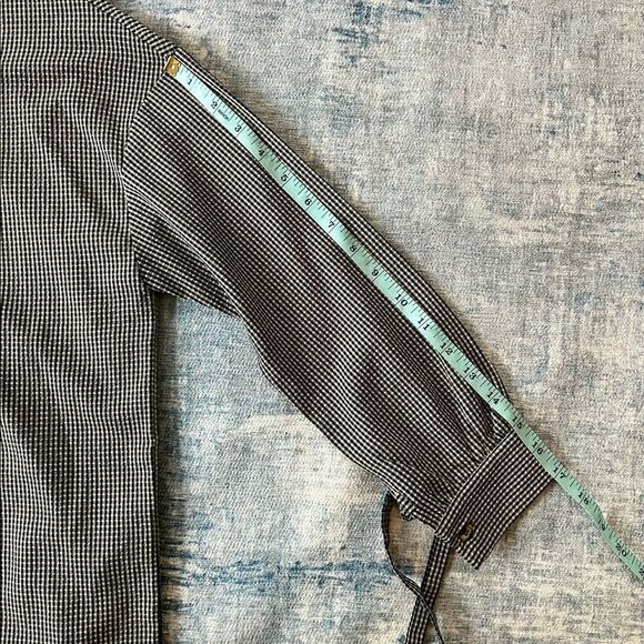 NWT! FRNCH Paris Blue White Gingham Check Long Tie Sleeve Blouse M/L - Picture 8 of 11